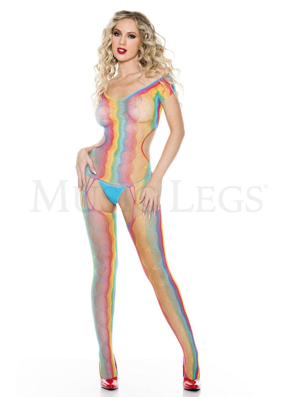 MUSIC LEGS Rainbow net boystocking‎ NEW